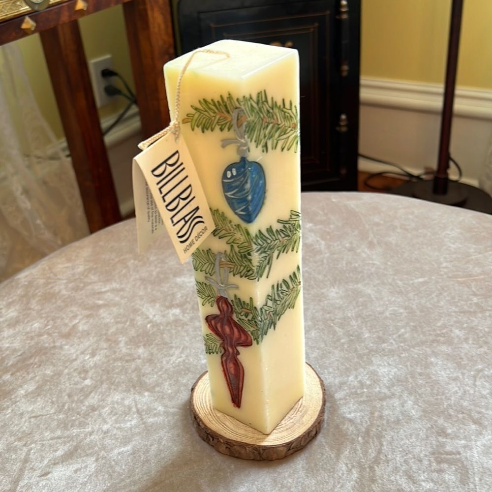 *Bill Blass* RARE Designer Home Decor Holiday 10” Square Ornament Candle NWT